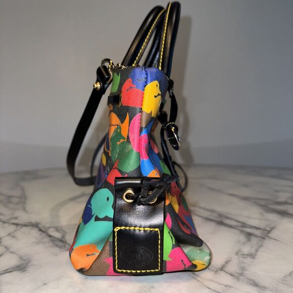 NWOT Vintage Dooney & Bourke Wonder Ducks Black Handbag Satchel Crossbody CLEAN - Picture 4 of 13